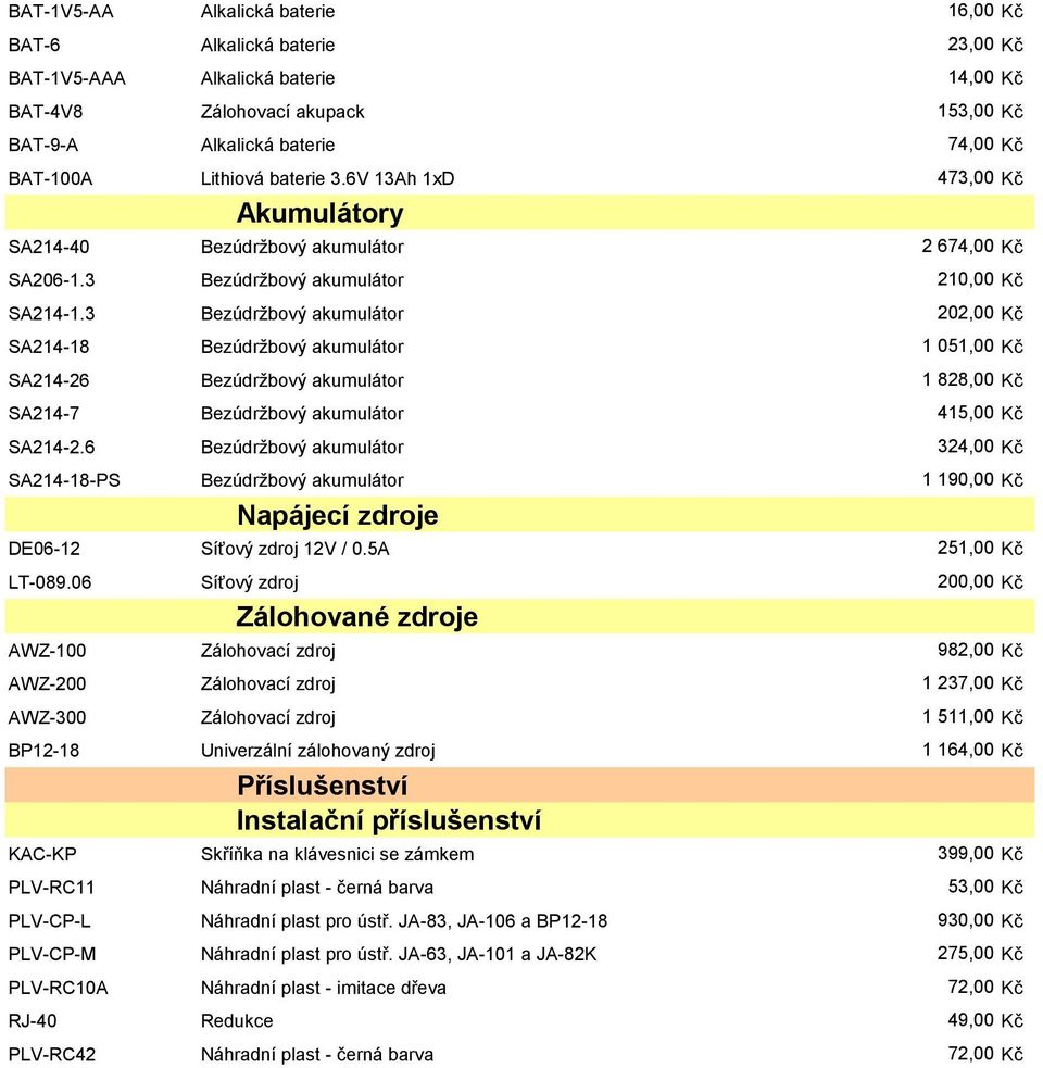 3 Bezúdržbový akumulátor 202,00 Kč SA214-18 Bezúdržbový akumulátor 1 051,00 Kč SA214-26 Bezúdržbový akumulátor 1 828,00 Kč SA214-7 Bezúdržbový akumulátor 415,00 Kč SA214-2.