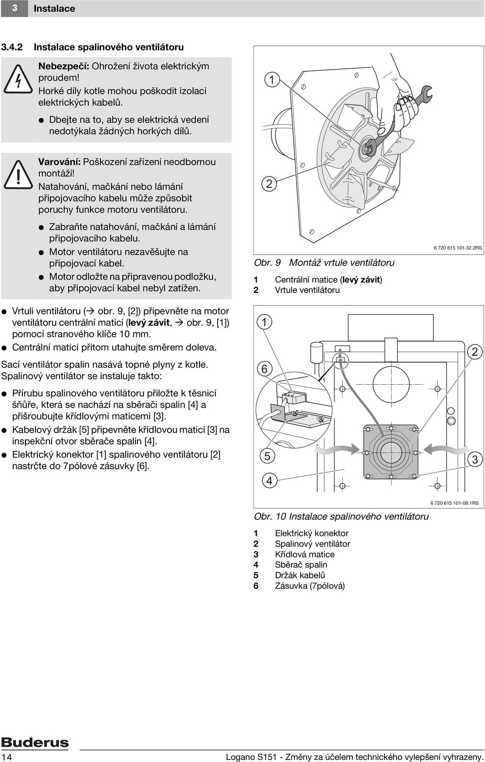 Natahování, mačkání nebo lámání připojovacího kabelu může způsobit poruchy funkce motoru ventilátoru. V Zabraňte natahování, mačkání a lámání připojovacího kabelu.