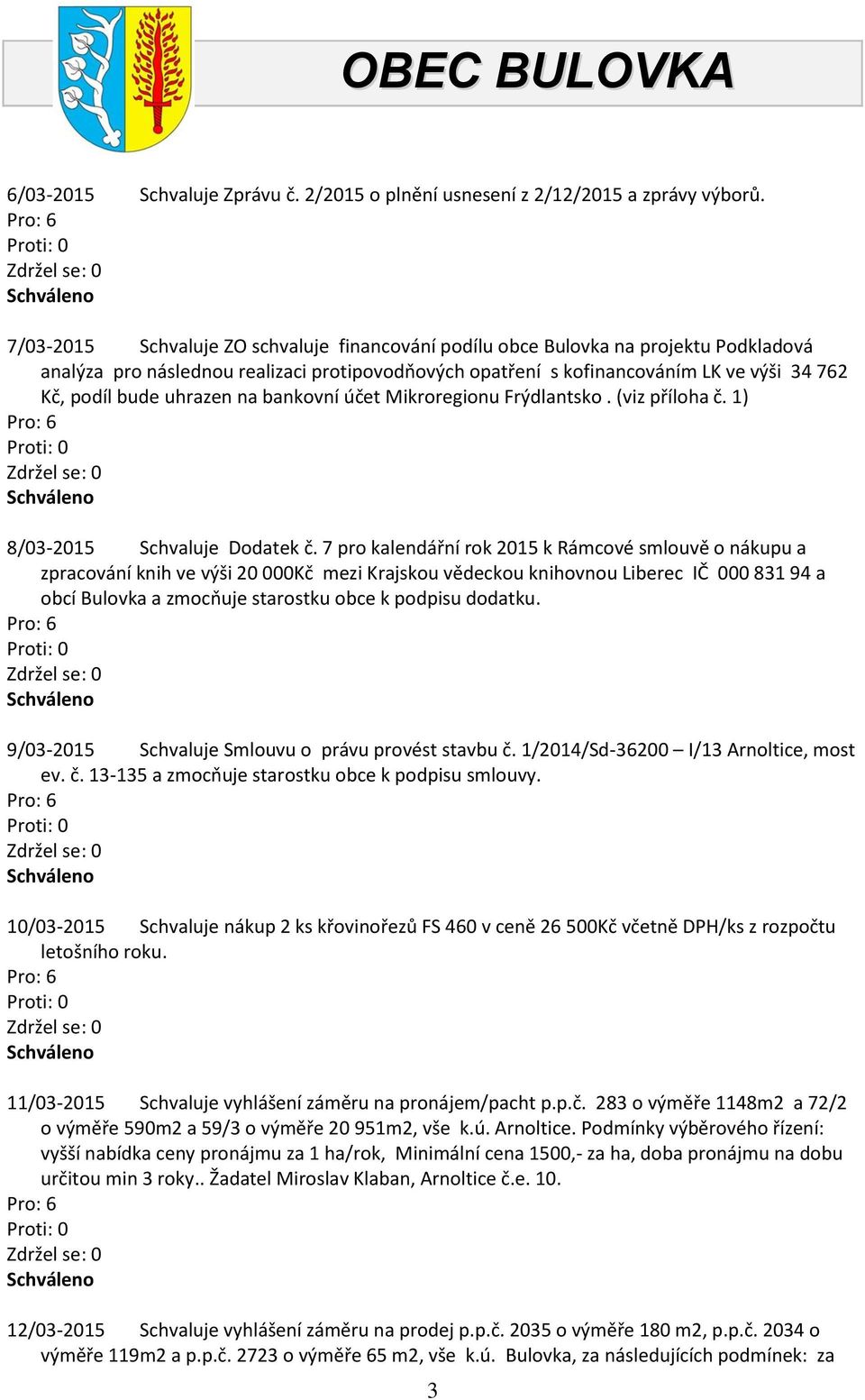 uhrazen na bankovní účet Mikroregionu Frýdlantsko. (viz příloha č. 1) 8/03-2015 Schvaluje Dodatek č.