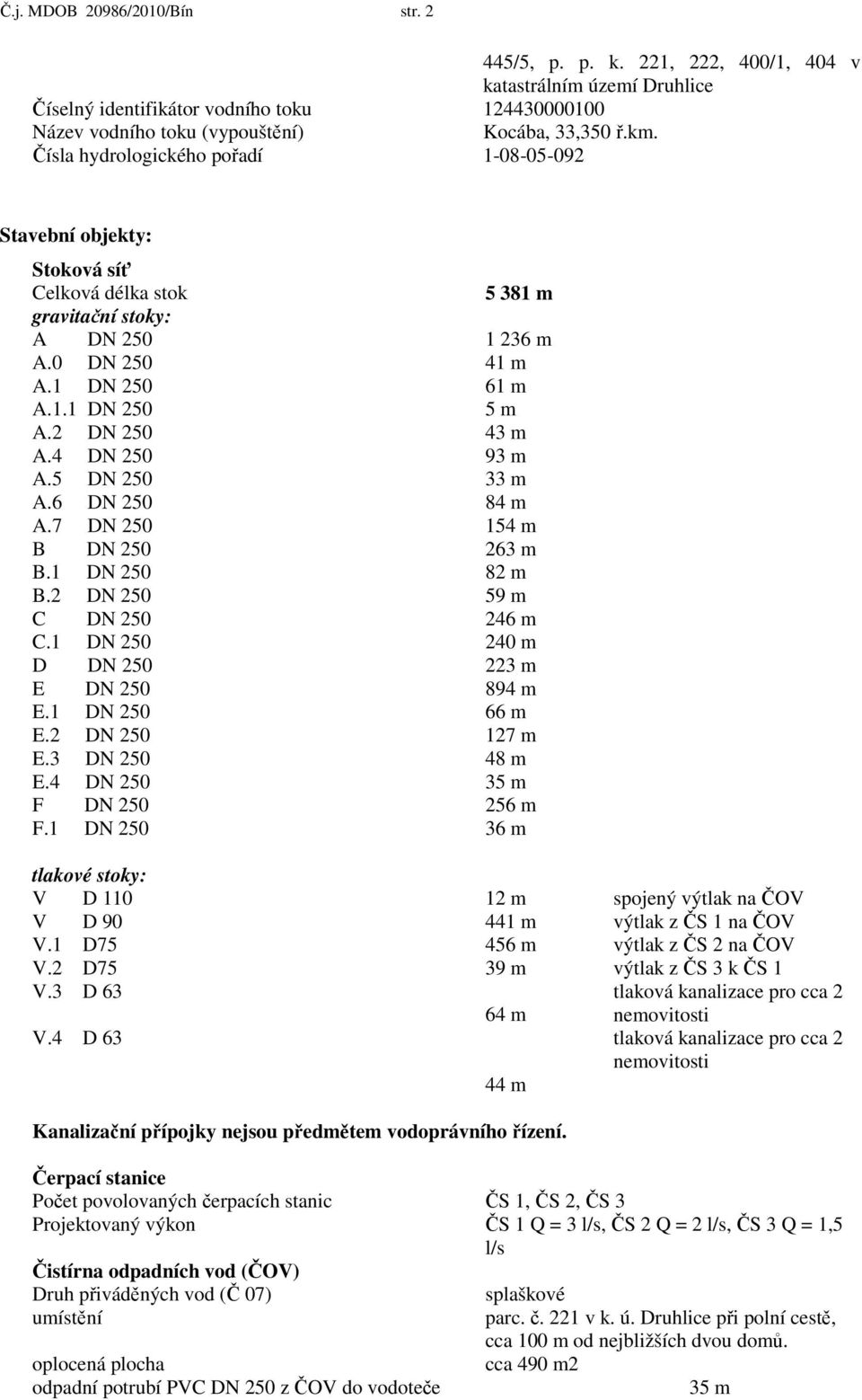 4 DN 250 93 m A.5 DN 250 33 m A.6 DN 250 84 m A.7 DN 250 154 m B DN 250 263 m B.1 DN 250 82 m B.2 DN 250 59 m C DN 250 246 m C.1 DN 250 240 m D DN 250 223 m E DN 250 894 m E.1 DN 250 66 m E.