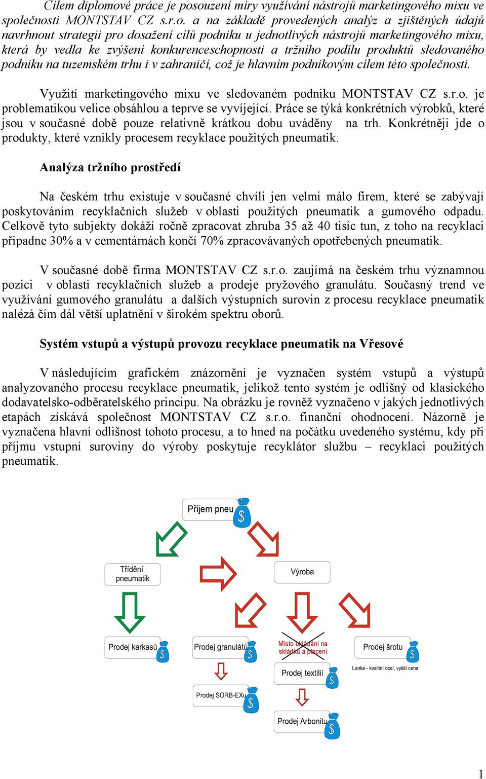 jednotlivých nástrojů marketingového mixu, která by vedla ke zvýšení konkurenceschopnosti a tržního podílu produktů sledovaného podniku na tuzemském trhu i v zahraničí, což je hlavním podnikovým