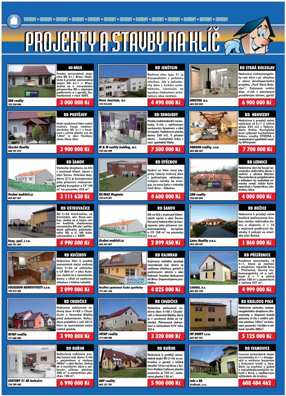 Jedná se o novostavbu přízemního RD s obytným podkrovím a s garáží, kolaudovaný v roce 2005. 3 000 000 Kč Nový Jenštejn, a.s 775 916 073 Rodinný dům typu E1 je dvoupodlažní s pultovou střechou.