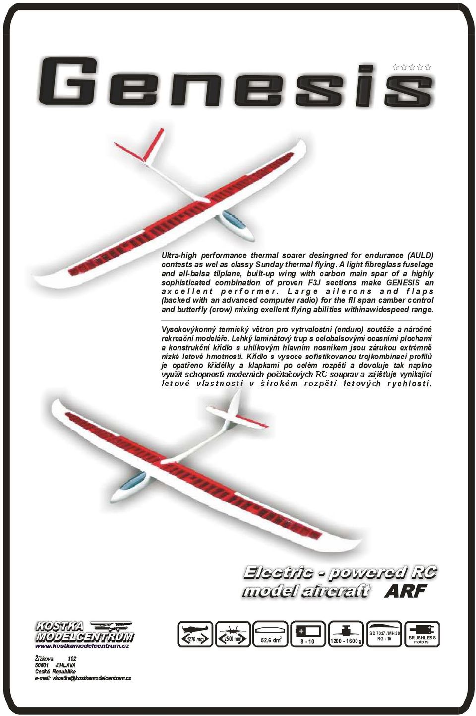 r. L a r g e a i l e r o n s a n d f l a p s (backed with an advanced computer radio) for the fll span camber control and butterfly (crow) mixing exellent flying abilities withinawidespeed range.