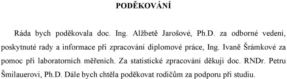 Ivaně Šrámkové za pomoc při laboratorních měřeních.