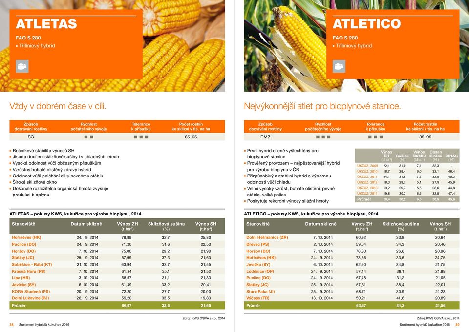 a ha SG 85 95 RMZ 85 95 Ročíková stabilita výosů Jistota docíleí sklizňové sušiy i v chladých letech Vysoká odolost vůči občasým přísuškům Vzrůstý bohatě olistěý zdravý hybrid Odolost vůči poléháí