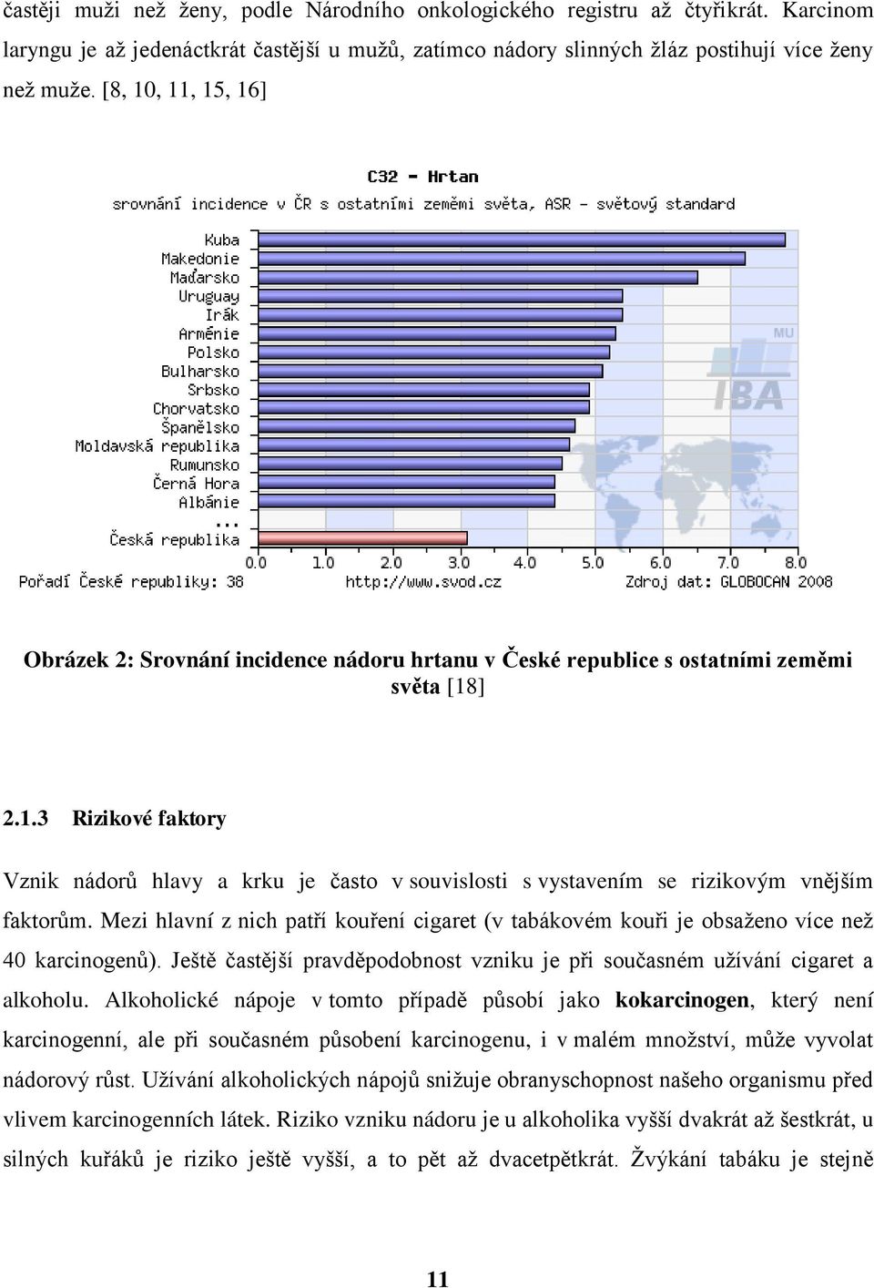 Mezi hlavní z nich patří kouření cigaret (v tabákovém kouři je obsaţeno více neţ 40 karcinogenů). Ještě častější pravděpodobnost vzniku je při současném uţívání cigaret a alkoholu.