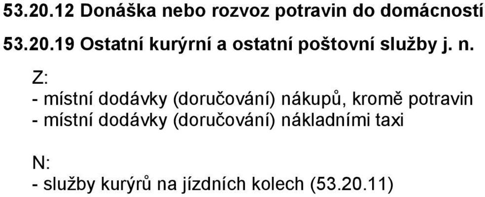 místní dodávky (doručování) nákladními taxi - služby kurýrů na