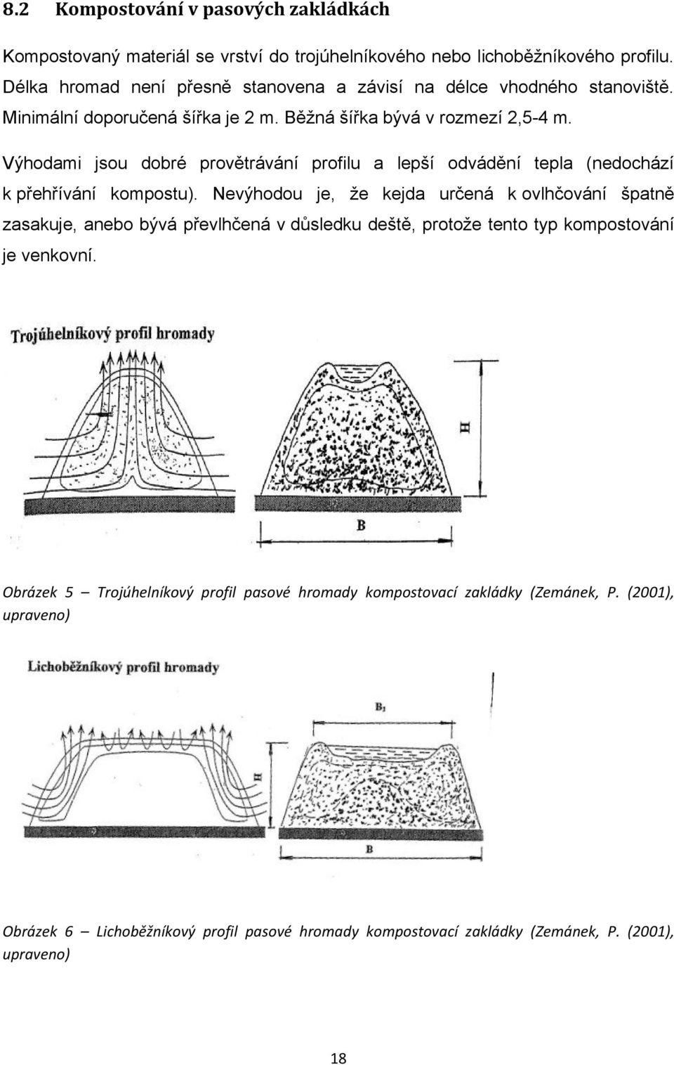 Výhodami jsou dobré provětrávání profilu a lepší odvádění tepla (nedochází k přehřívání kompostu).