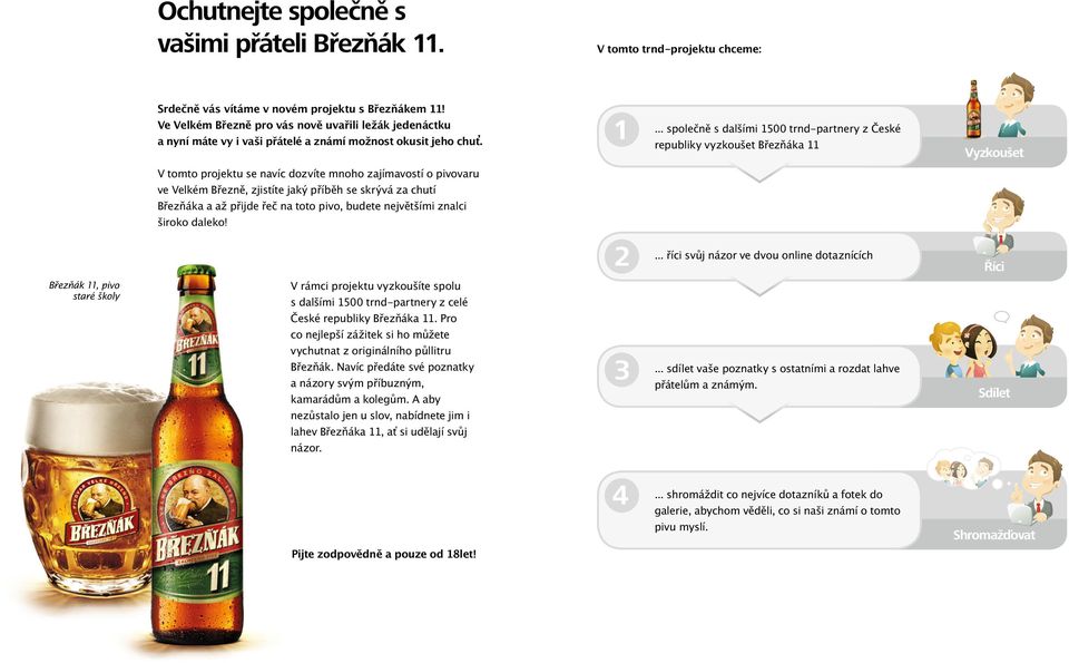 .. společně s dalšími 1500 trnd-partnery z České republiky vyzkoušet Březňáka 11 Vyzkoušet V tomto projektu se navíc dozvíte mnoho zajímavostí o pivovaru ve Velkém Březně, zjistíte jaký příběh se