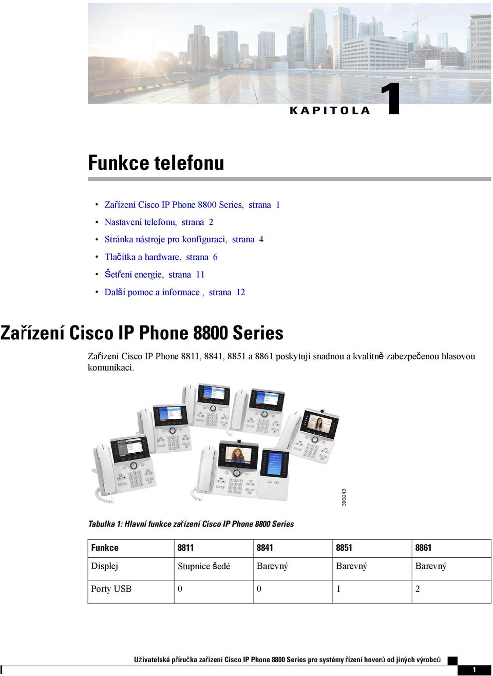 Phone 8800 Series Zařízení Cisco IP Phone 8811, 8841, 8851 a 8861 poskytují snadnou a kvalitně zabezpečenou hlasovou komunikaci.