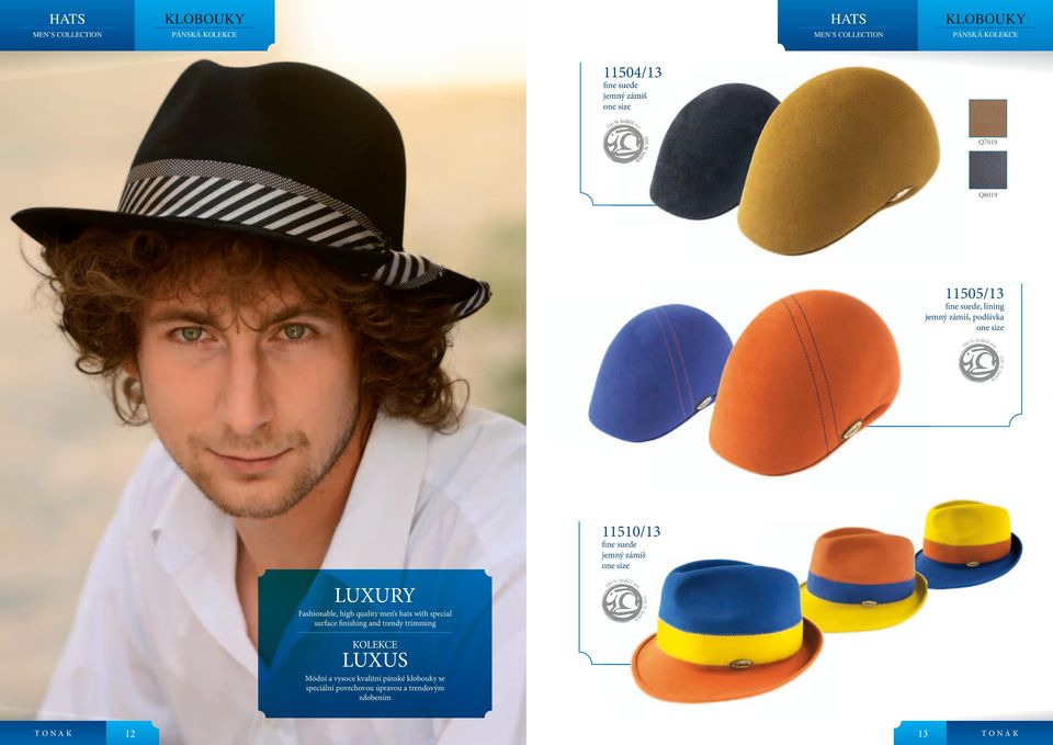 quality men s hats with special surface finishing and trendy trimming KOLEKCE LUXUS