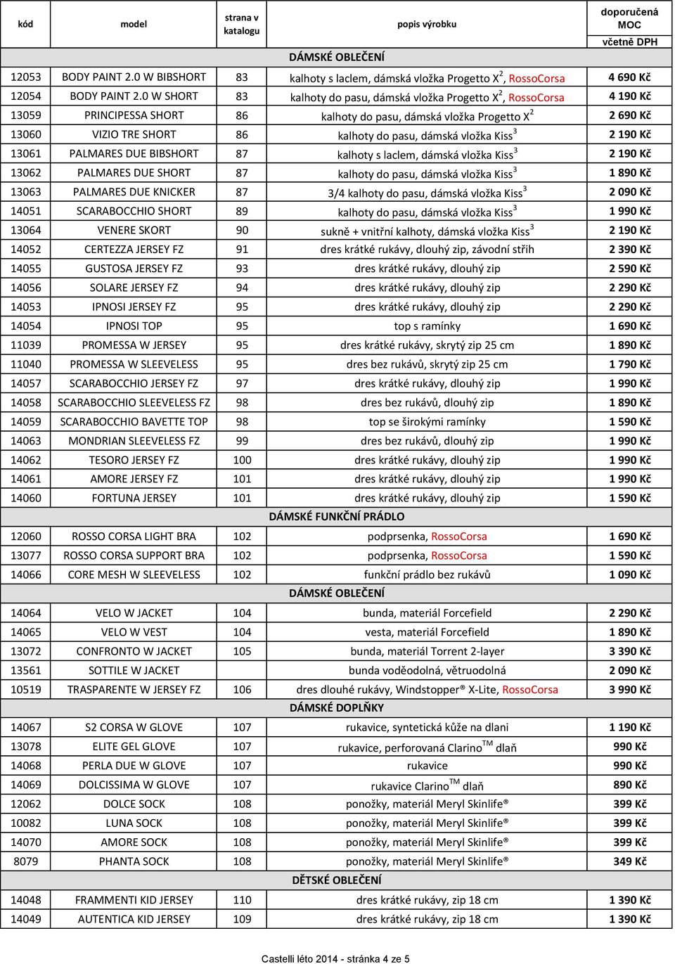 dámská vložka Kiss 3 2 190 Kč 13061 PALMARES DUE BIBSHORT 87 kalhoty s laclem, dámská vložka Kiss 3 2 190 Kč 13062 PALMARES DUE SHORT 87 kalhoty do pasu, dámská vložka Kiss 3 1 890 Kč 13063 PALMARES