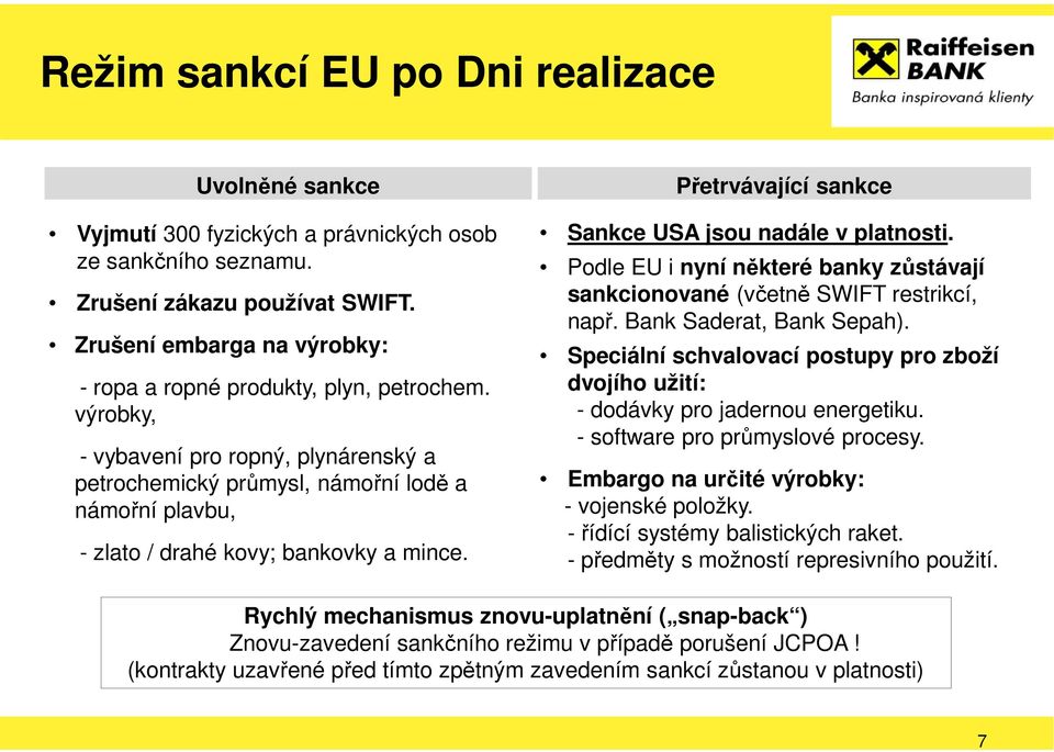 výrobky, - vybavení pro ropný, plynárenský a petrochemický průmysl, námořní lodě a námořní plavbu, - zlato / drahé kovy; bankovky a mince. Přetrvávající sankce Sankce USA jsou nadále v platnosti.