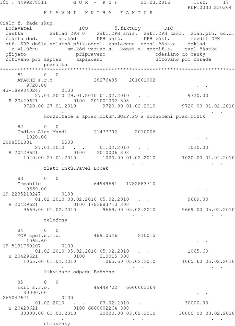 00 27.01.2010 1020.00 01.02.2010 1020.00 01.02.2010 Zlato Inků,Pavel Bobek 83 0 0 T-mobile 64949681 1782883710 9669.00.. 19-2235210247 0100 01.02.2010 03.02.2010 05.02.2010.. 9669.00 H 20429621 0100 1782883710 308 9669.