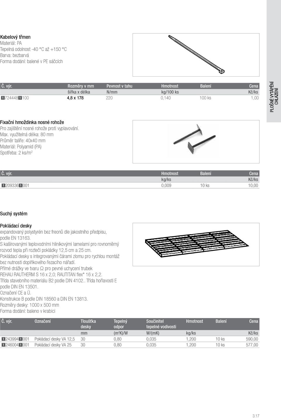 rohože proti vyplavování. Max. využitelná délka: 80 mm Průměr talíře: 40x40 mm Materiál: Polyamid (PA) Spotřeba: 2 ks/m 2 Č. výr.