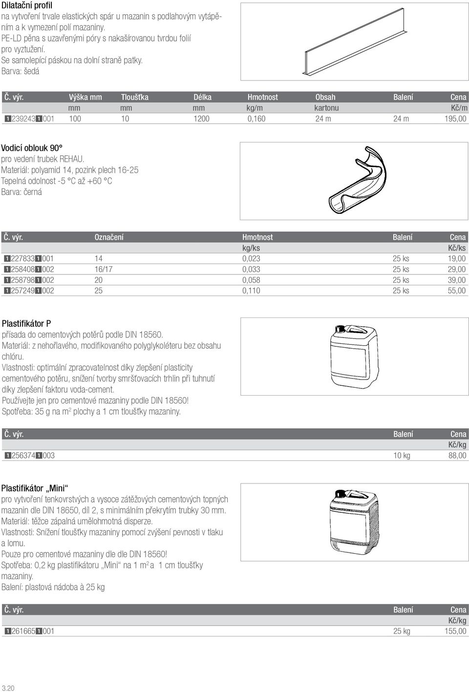 Výška mm Tloušťka Délka Hmotnost Obsah Balení Cena mm mm mm kg/m kartonu Kč/m 12392431001 100 10 1200 0,160 24 m 24 m 195,00 Vodicí oblouk 90 pro vedení trubek REHAU.