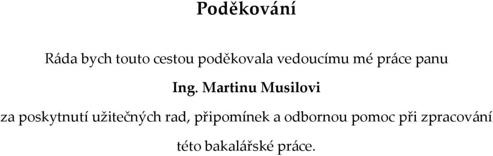 Martinu Musilovi za poskytnutí užitečných rad,