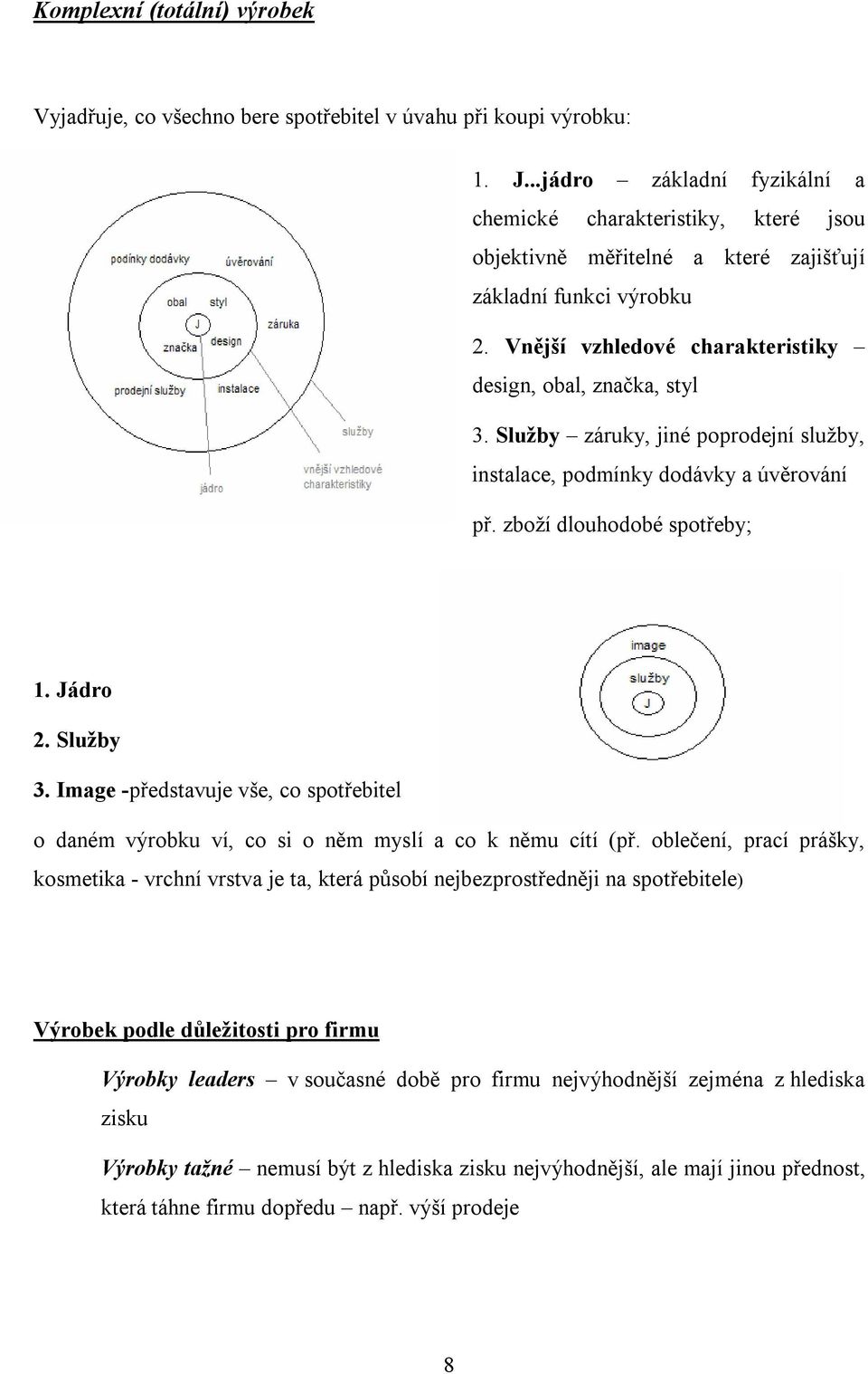 Služby záruky, jiné poprodejní služby, instalace, podmínky dodávky a úvěrování př. zboží dlouhodobé spotřeby; 1. Jádro 2. Služby 3.