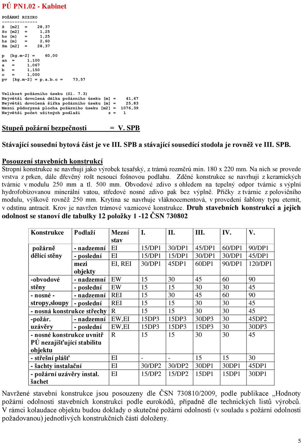 ,57 Velikost požárního úseku (čl. 7.