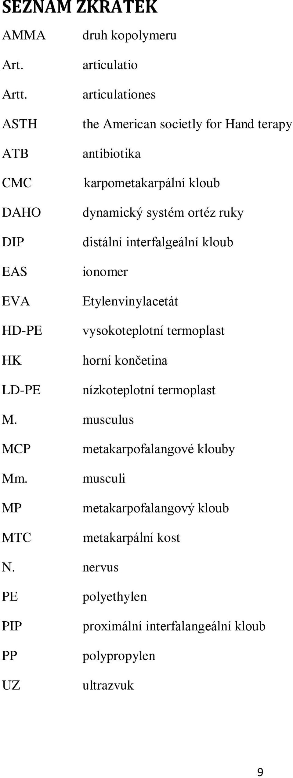 antibiotika karpometakarpální kloub dynamický systém ortéz ruky distální interfalgeální kloub ionomer Etylenvinylacetát vysokoteplotní