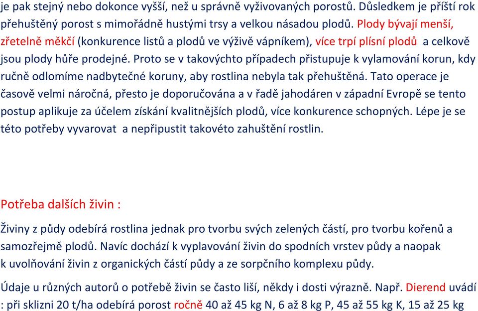 Proto se v takovýchto případech přistupuje k vylamování korun, kdy ručně odlomíme nadbytečné koruny, aby rostlina nebyla tak přehuštěná.