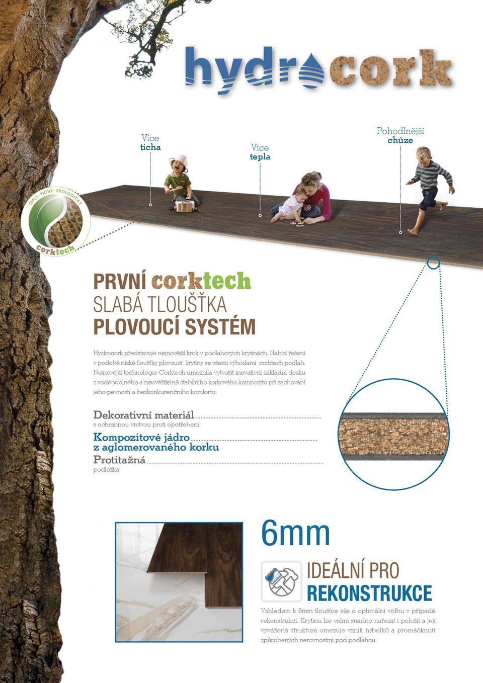 Nejnovější technologie Corktech umožnila vytvořit inovativní základní desku z voděodolného a neuvěřitelně stabilního korkového kompozitu při zachování jeho pevnosti a bezkonkurenčního komfortu.