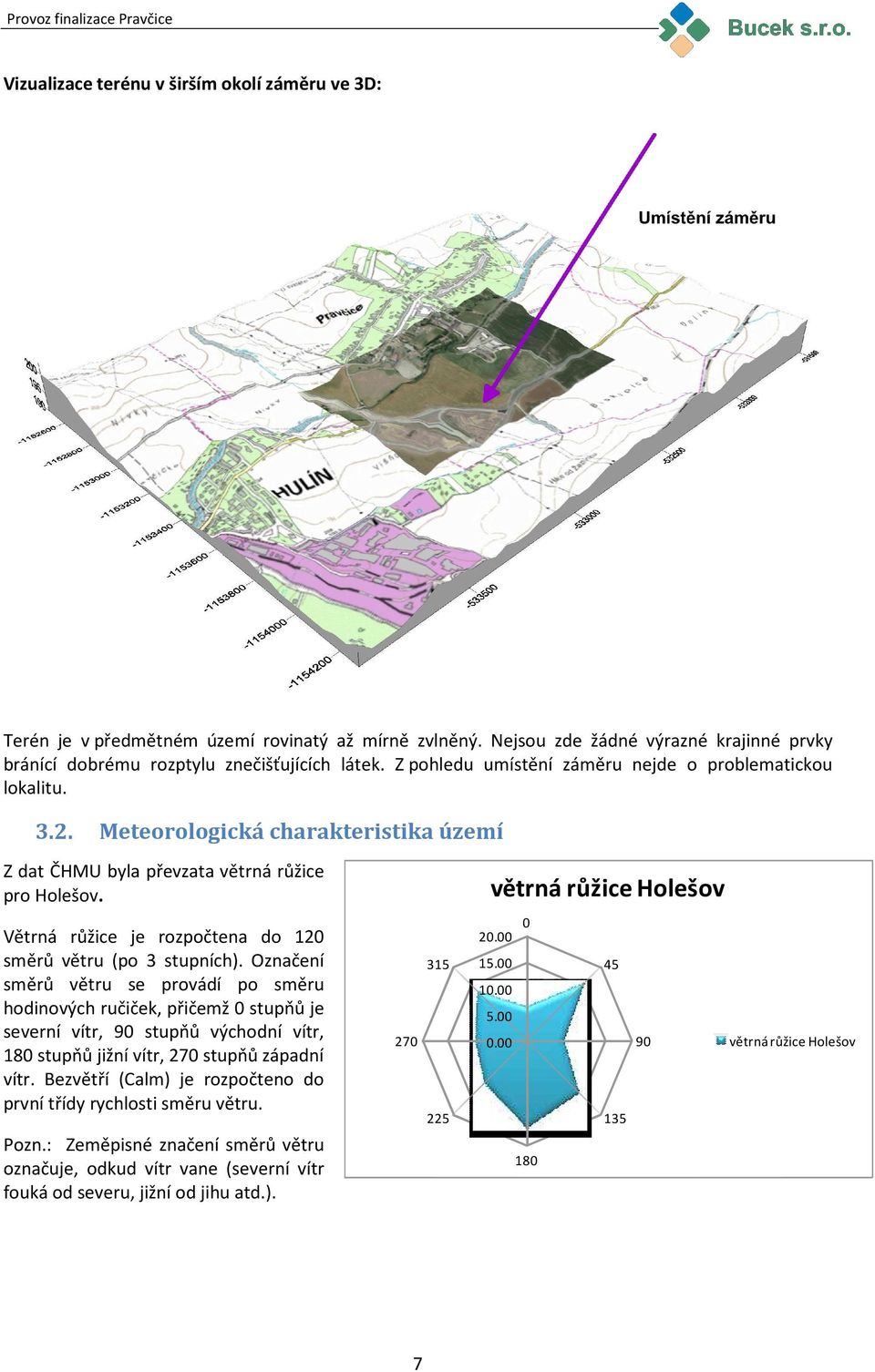 větrná růžice Holešov Větrná růžice je rozpočtena do 120 směrů větru (po 3 stupních).