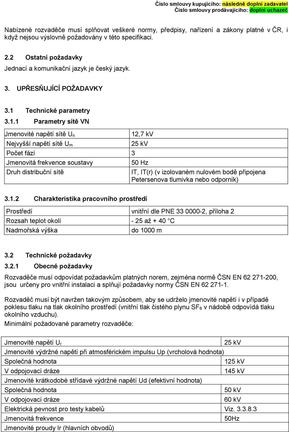 Technické parametry 3.1.