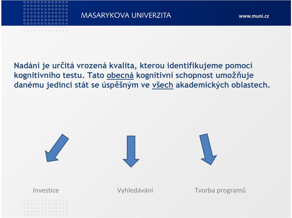 Tato obecná kognitivní schopnost umožňuje danému jedinci