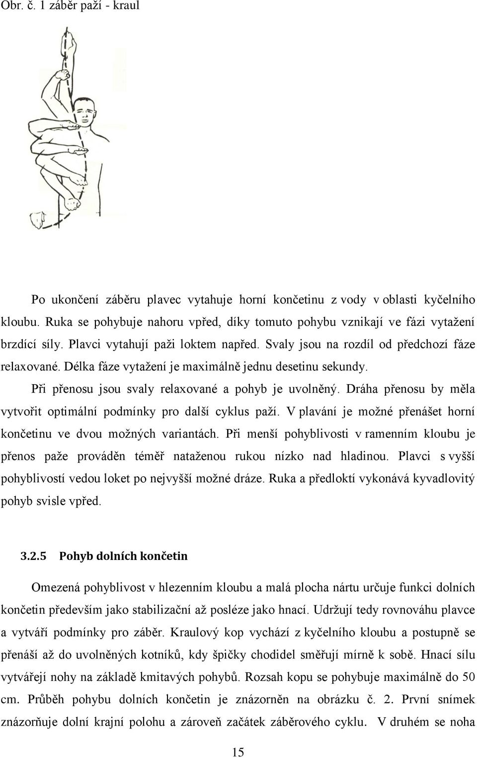 Délka fáze vytažení je maximálně jednu desetinu sekundy. Při přenosu jsou svaly relaxované a pohyb je uvolněný. Dráha přenosu by měla vytvořit optimální podmínky pro další cyklus paží.