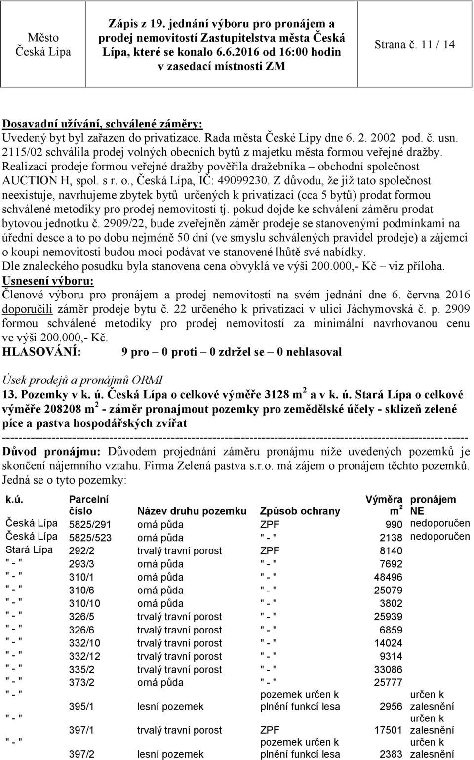 Z důvodu, že již tato společnost neexistuje, navrhujeme zbytek bytů určených k privatizaci (cca 5 bytů) prodat formou schválené metodiky pro prodej nemovitostí tj.