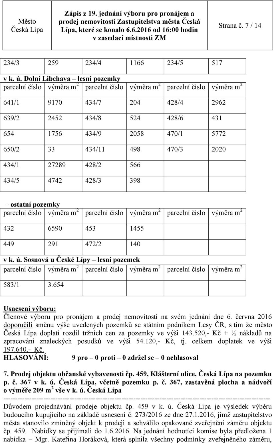 ostatní pozemky 432 6590 453 1455 449 291 472/2 140 v k. ú. Sosnová u České Lípy lesní pozemek 583/1 3.