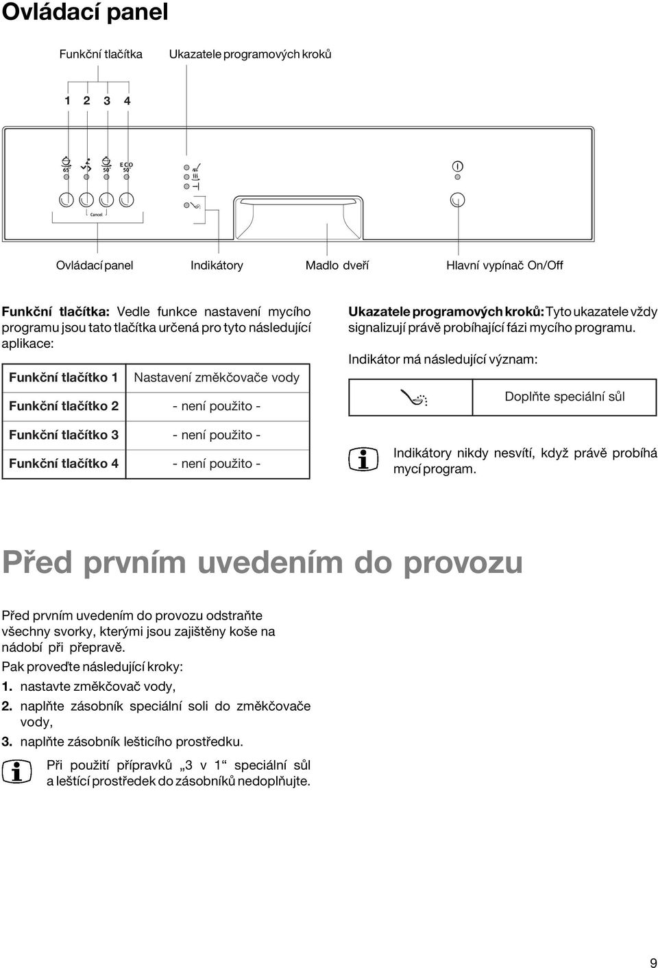 Ukazatele programov ch krok : Tyto ukazatele vûdy signalizujì pr vï probìhajìcì f zi mycìho programu.