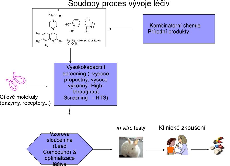 ..) R1 R1 - R2 : diverse substituent X=, S Vysokokapacitní screening ( vysoce propustný;