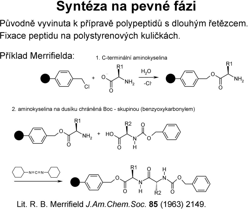 C-terminální aminokyselina R1 R1 + Cl H2 H2 -Cl- 2.