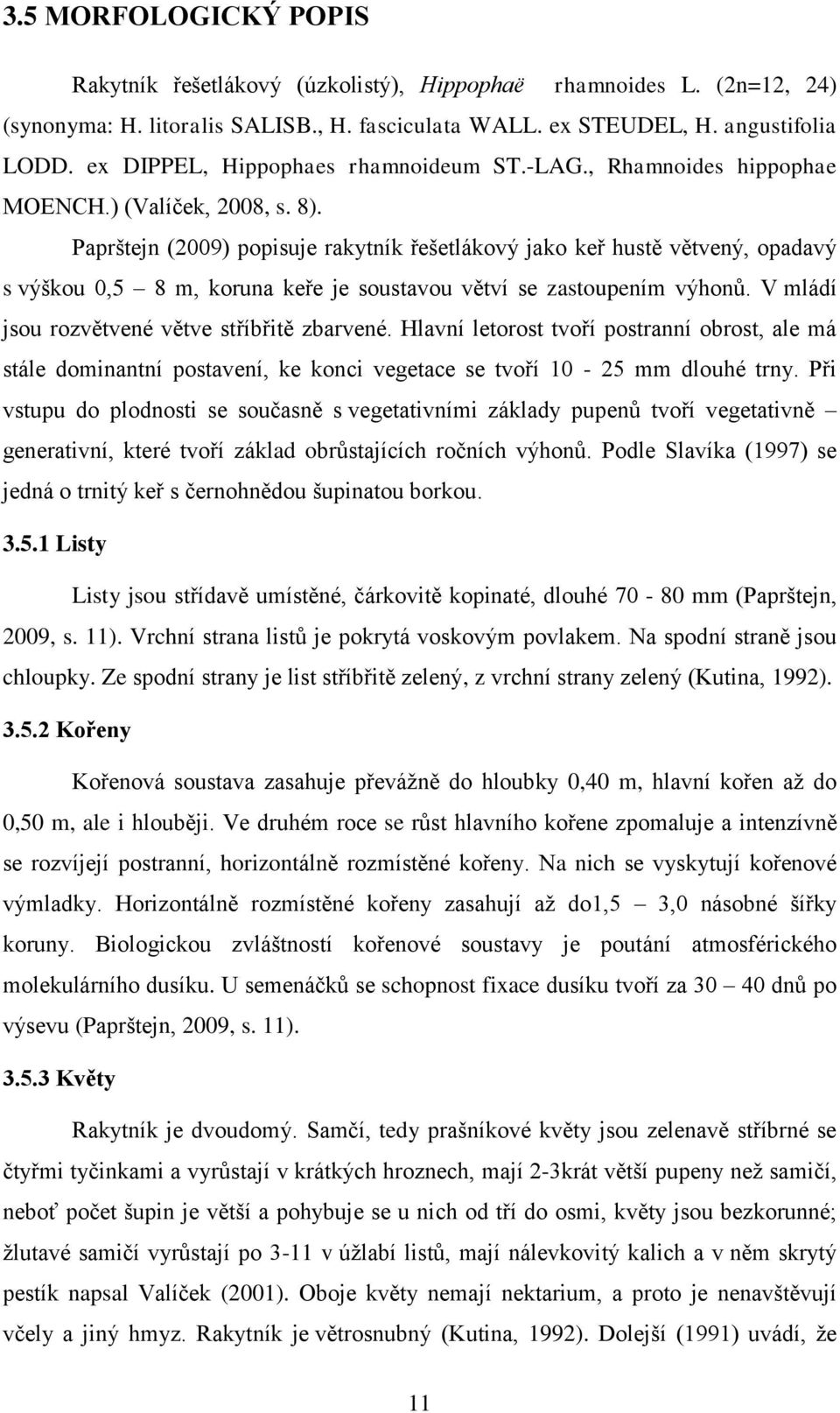 Paprštejn (2009) popisuje rakytník řešetlákový jako keř hustě větvený, opadavý s výškou 0,5 8 m, koruna keře je soustavou větví se zastoupením výhonů. V mládí jsou rozvětvené větve stříbřitě zbarvené.