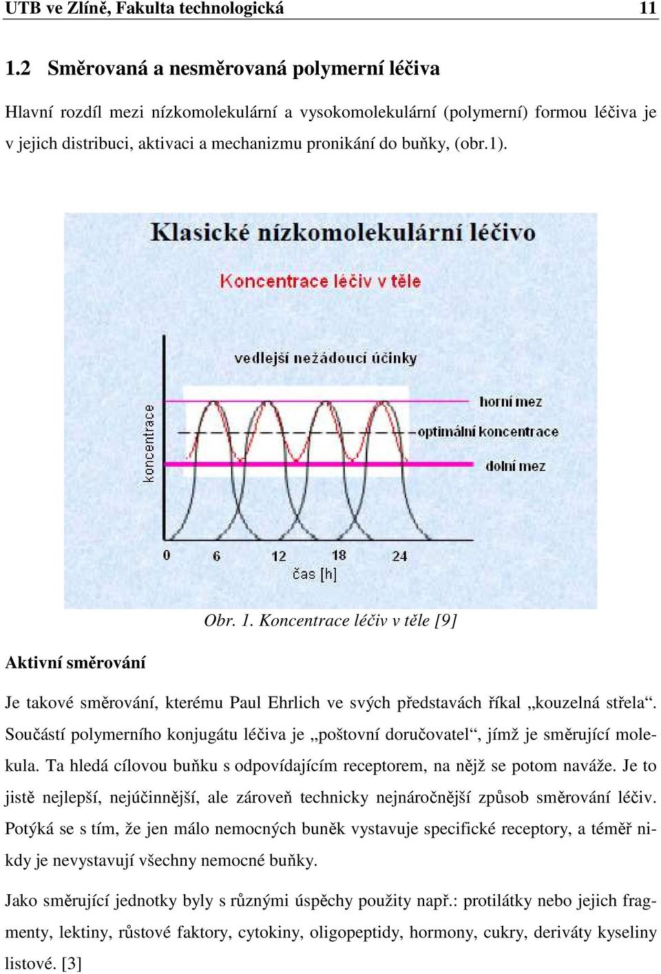 Obr. 1. Koncentrace léčiv v těle [9] Aktivní směrování Je takové směrování, kterému Paul Ehrlich ve svých představách říkal kouzelná střela.