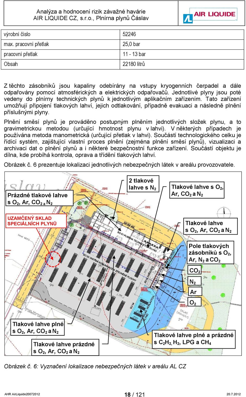 odpařovačů. Jednotlivé plyny jsou poté vedeny do plnírny technických plynů k jednotlivým aplikačním zařízením.