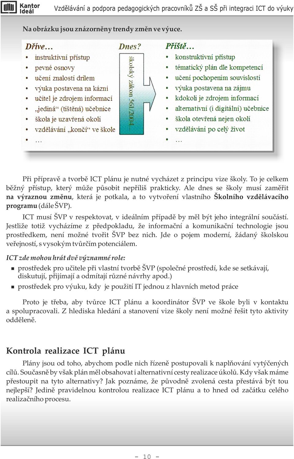 ICT musí ŠVP v respektovat, v ideálním případě by měl být jeho integrální součástí.