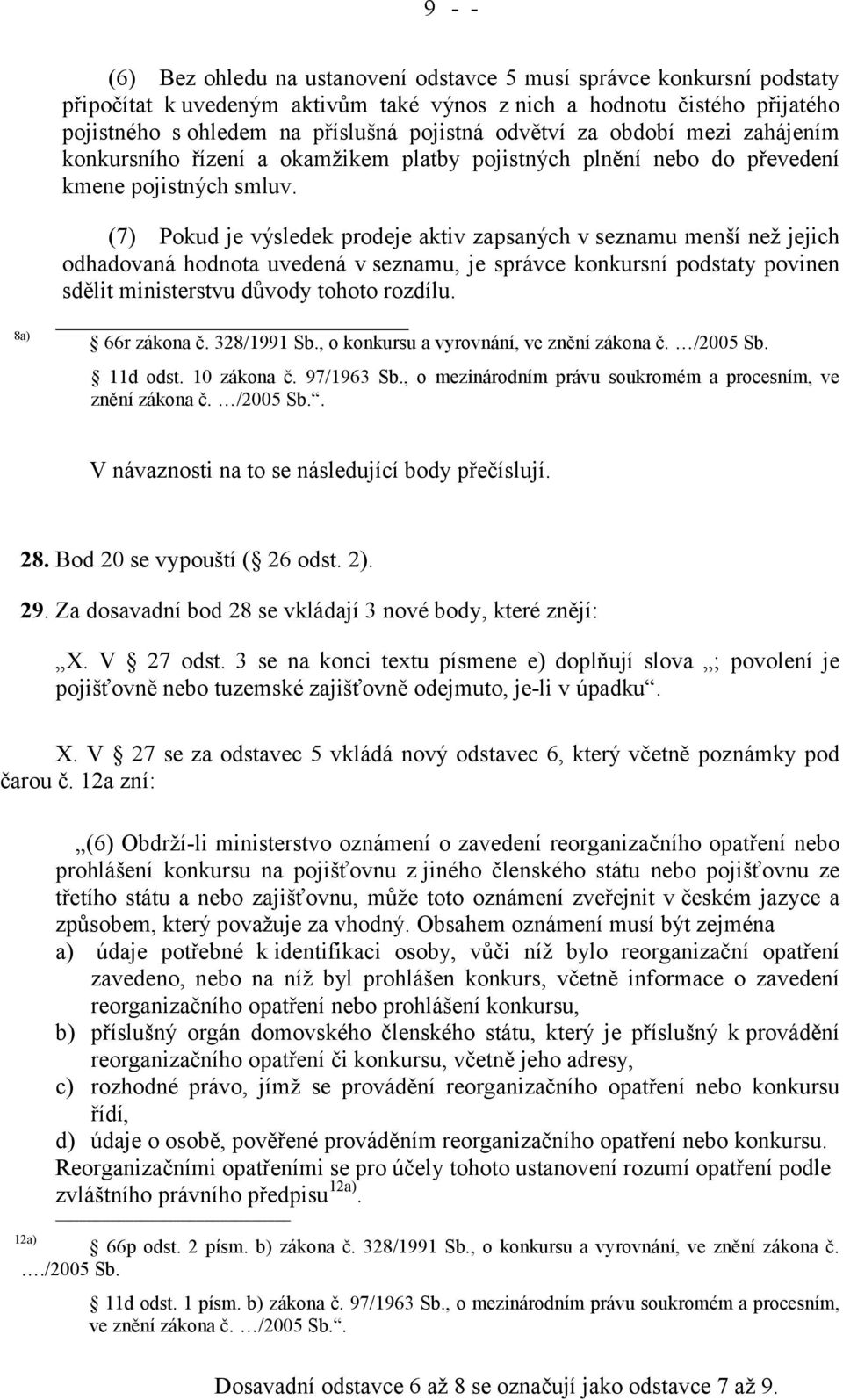 8a) (7) Pokud je výsledek prodeje aktiv zapsaných v seznamu menší než jejich odhadovaná hodnota uvedená v seznamu, je správce konkursní podstaty povinen sdělit ministerstvu důvody tohoto rozdílu.