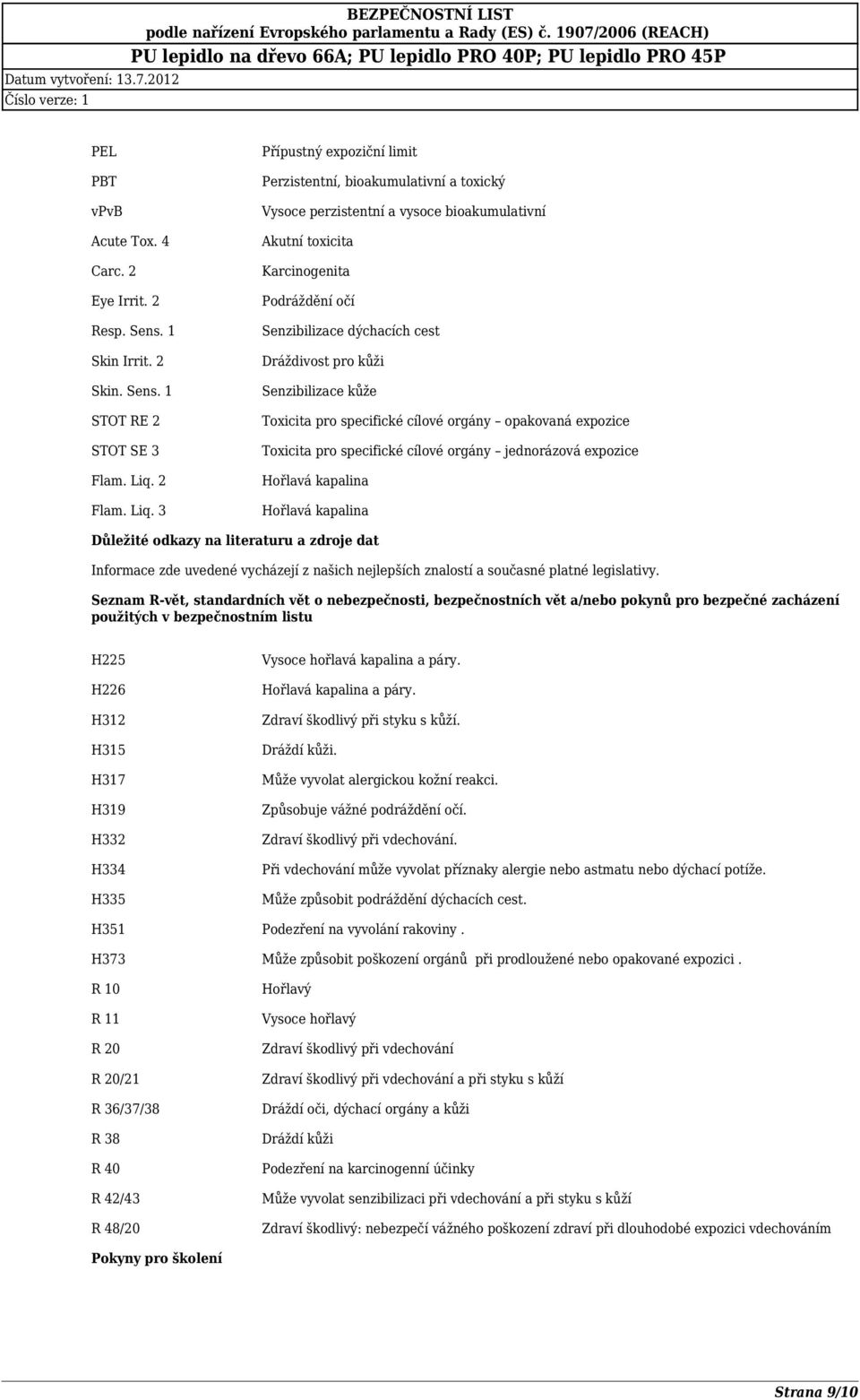 3 Přípustný expoziční limit Perzistentní, bioakumulativní a toxický Vysoce perzistentní a vysoce bioakumulativní Akutní toxicita Karcinogenita Podráždění očí Senzibilizace dýchacích cest Dráždivost