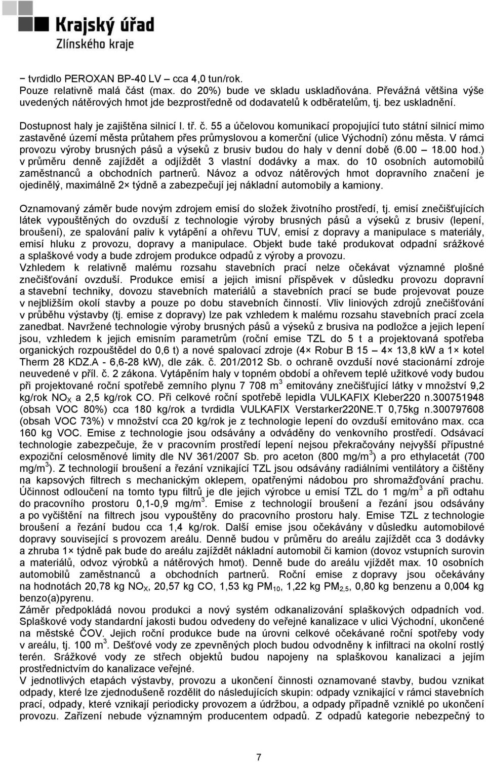 55 a účelovou komunikací propojující tuto státní silnicí mimo zastavěné území města průtahem přes průmyslovou a komerční (ulice Východní) zónu města.