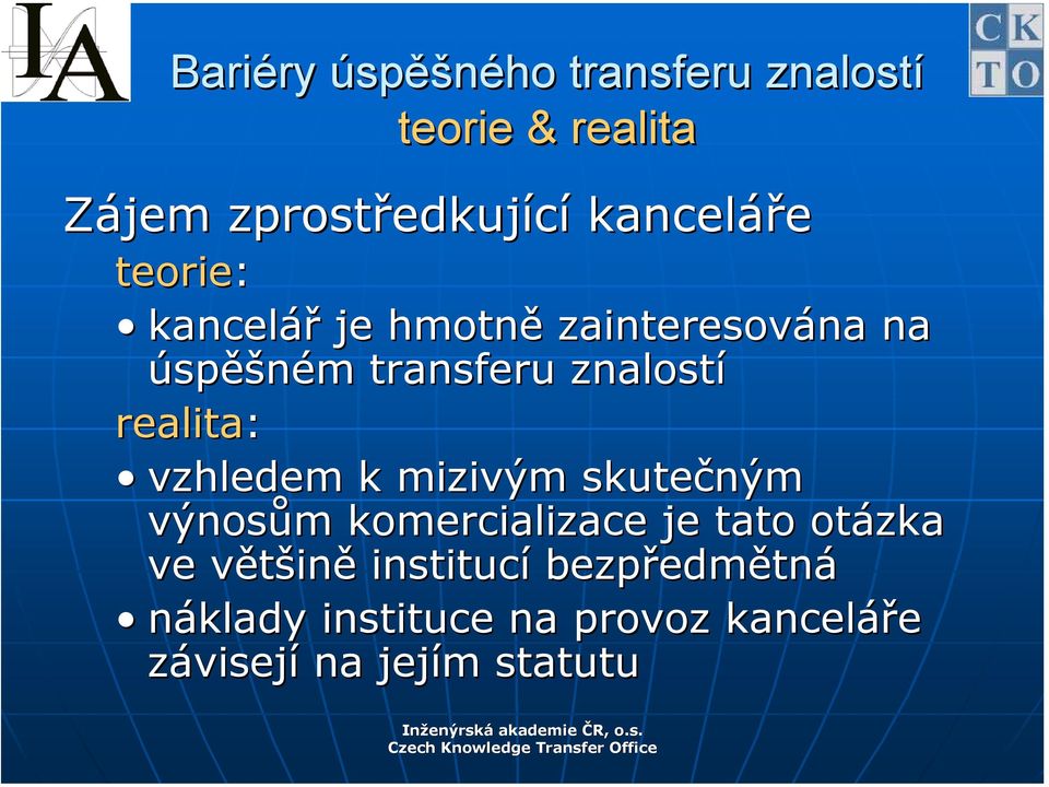 mizivým skutečným výnosům komercializace je tato otázka ve většině