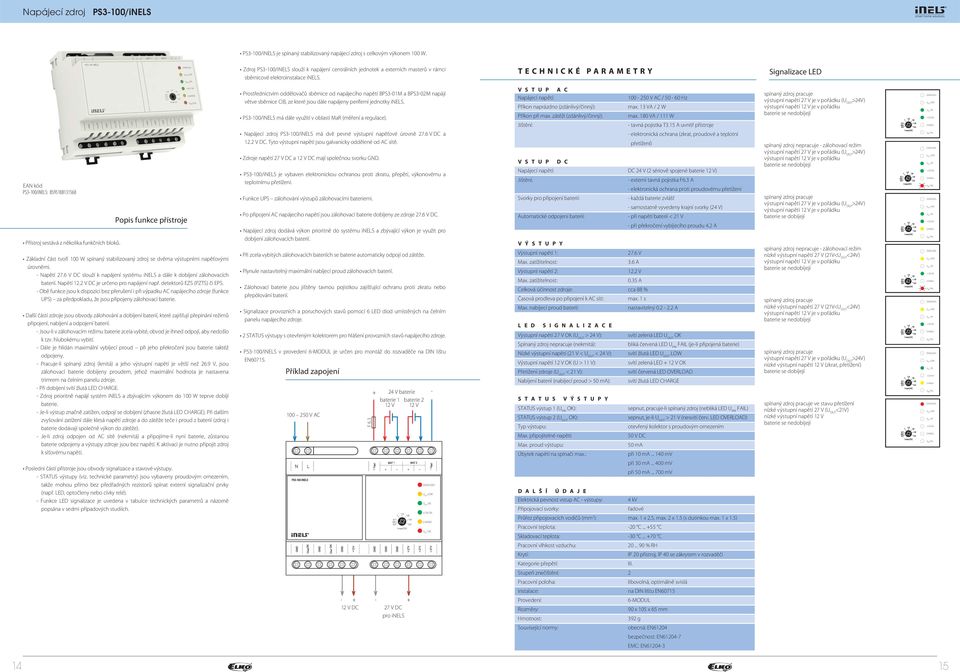 Signalizace LED PS3100/iNELS: 8595188131568 Přístroj sestává z několika funkčních bloků.