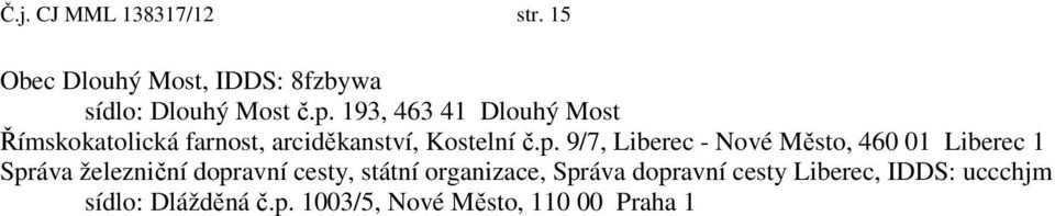 9/7, Liberec - Nové Město, 460 01 Liberec 1 Správa železniční dopravní cesty, státní