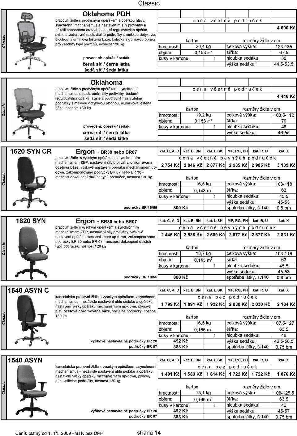 šířka: 67,5 provedení: opěrák / sedák kusy v u: 1 hloubka sedáku: 50 černá síť / černá látka výška sedáku: 44,5-53,5 šedá síť / šedá látka Oklahoma pracovní židle s prodyšným opěrákem, synchronní