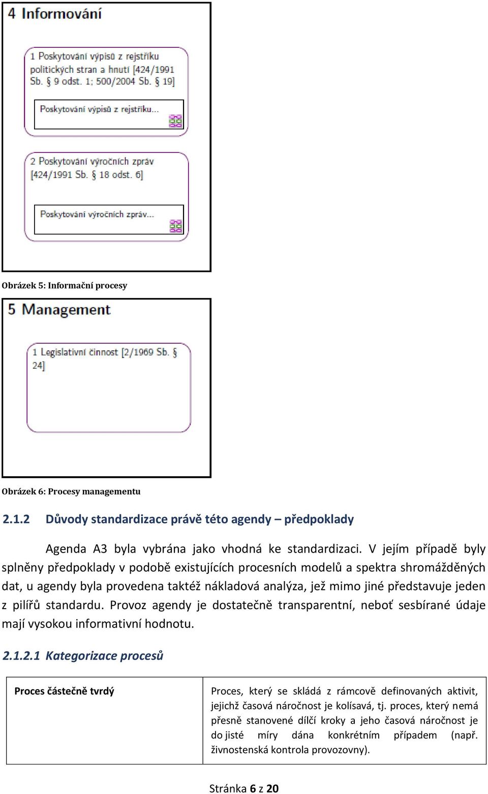 pilířů standardu. Provoz agendy je dostatečně transparentní, neboť sesbírané údaje mají vysokou informativní hodnotu. 2.