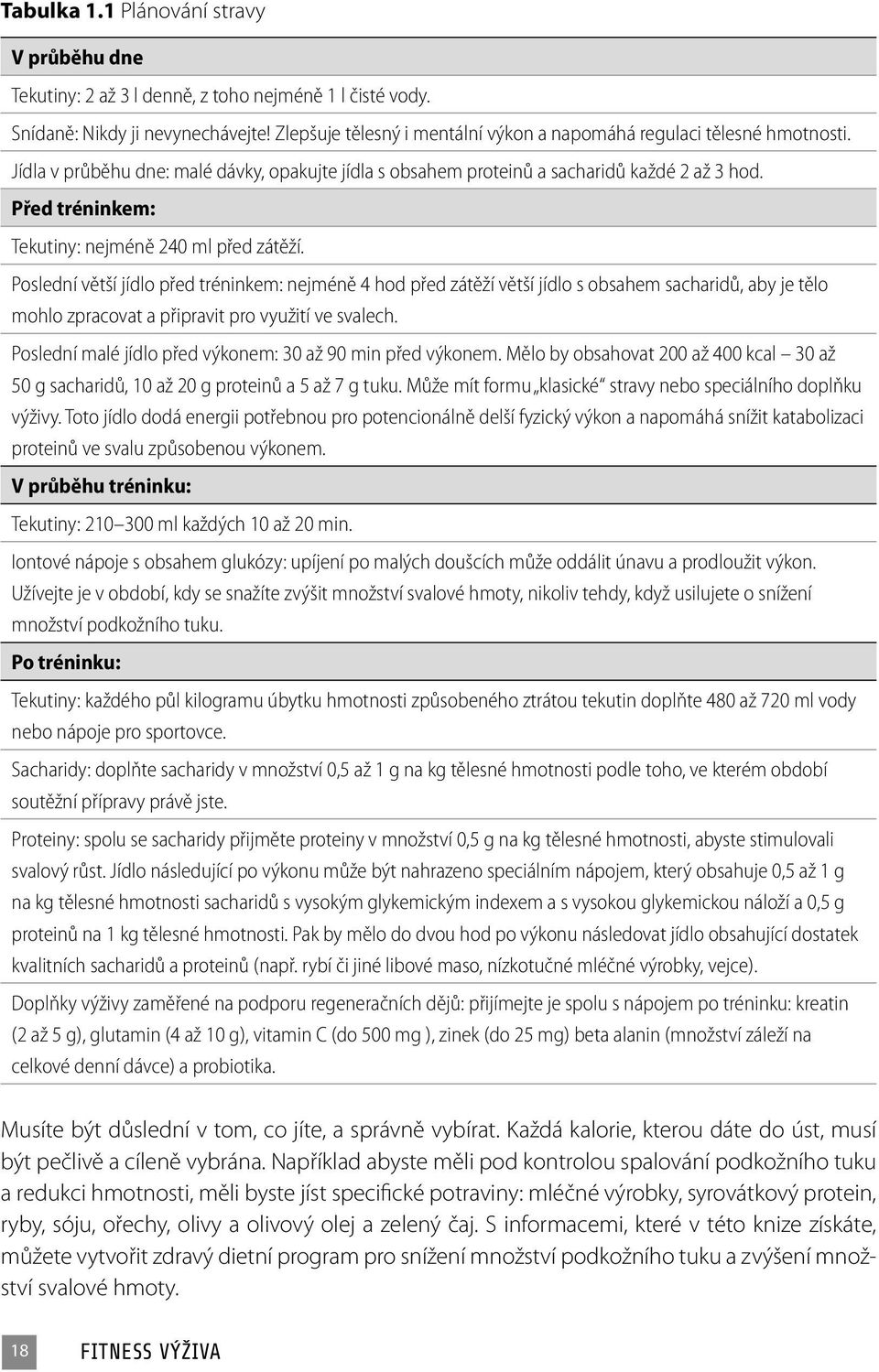 Před tréninkem: Tekutiny: nejméně 240 ml před zátěží.