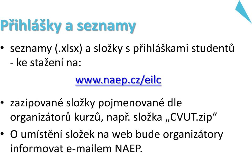 naep.cz/eilc zazipované složky pojmenované dle organizátorů