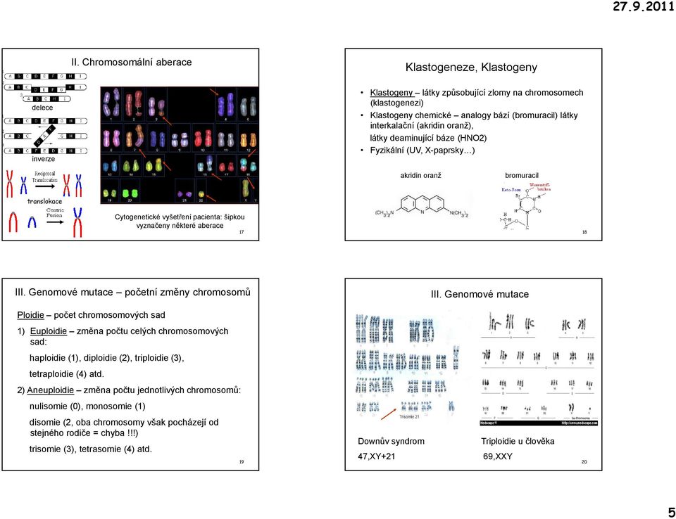 Genomové mutace početní změny chromosomů III.